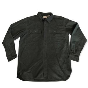 LL Bean Mens Size L Flannel Shacket Shirt Jacket Army Green
